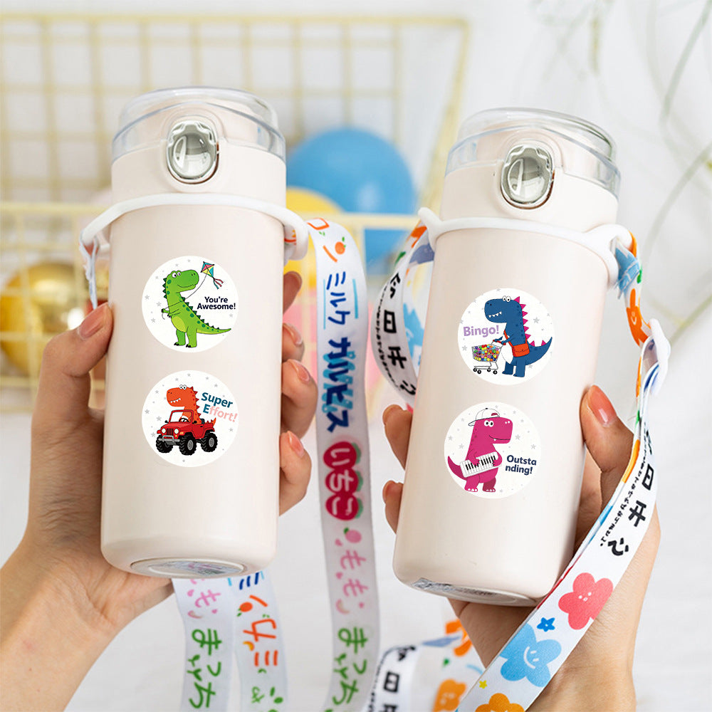 500 Stickers/roll cartoon dinosaur roll stickers DIY stationery water cup decorative stickers