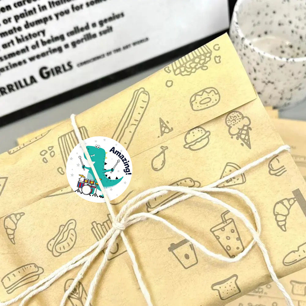 500 Stickers/roll cartoon dinosaur roll stickers DIY stationery water cup decorative stickers
