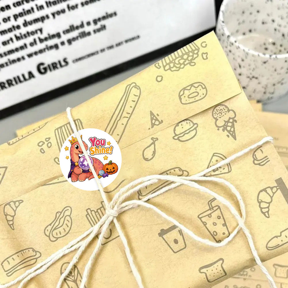 500 Stickers/roll Halloween dinosaur children's reward stickers DIY luggage decoration stickers