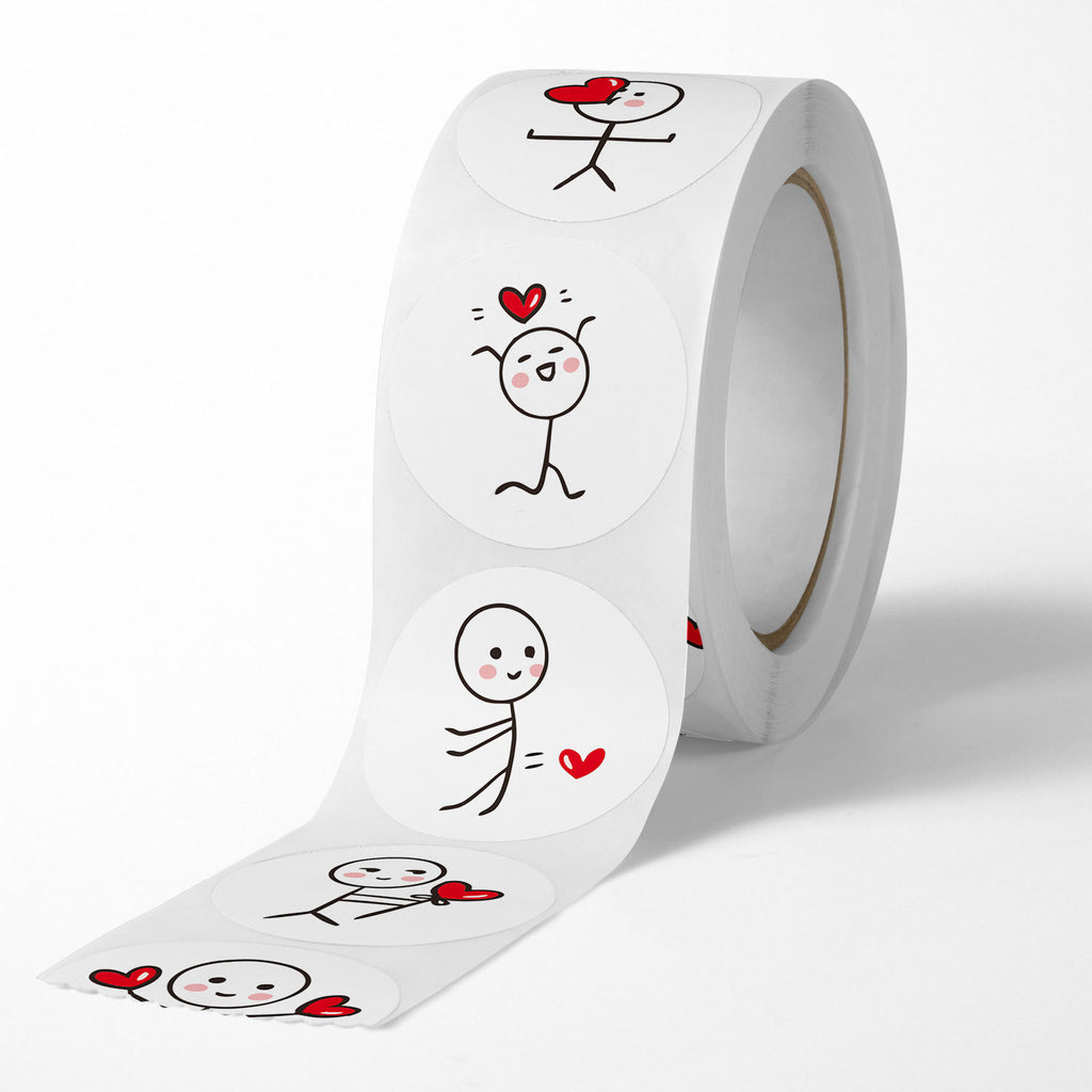 500 Stickers/Stickers of stick figures, cartoon style, cute and creative, round shape, children's stickers