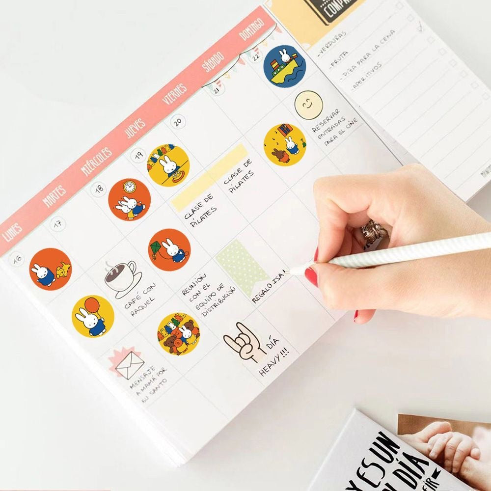 300 stickers/cute Miffy Q-version curly sticker, colorful cartoon animal rabbit, children's reward decorative sticker