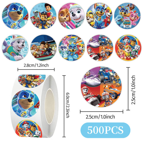 2000 Stickers/4 Roll PAW Patrol Roll-up Reward Stickers for Children, DIY Planner Tape, Stationery, Desktop Decorations