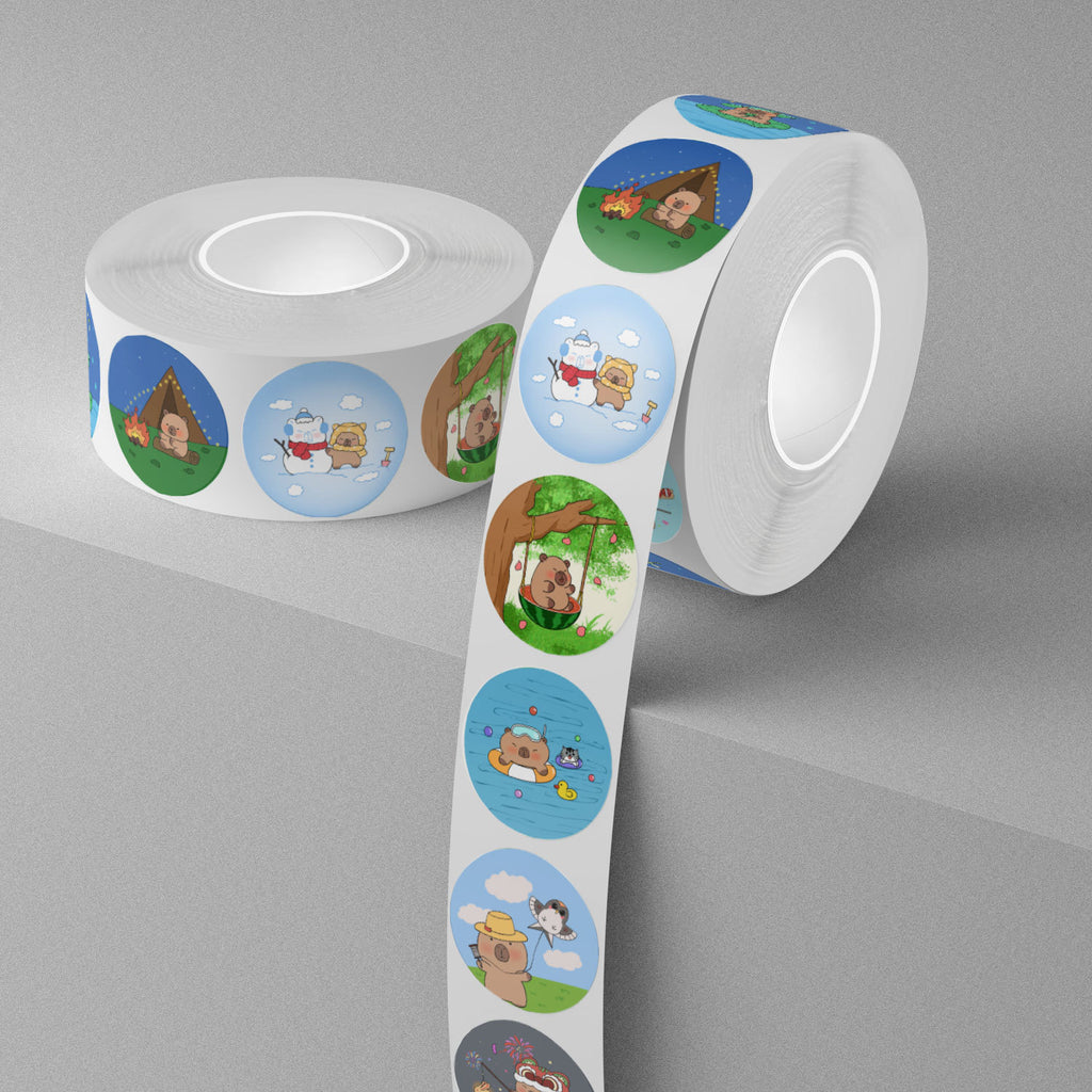 500 Stickers/Cartoon animal capybara sticker, anime decorative sealing sticker
