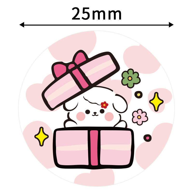500 pieces/roll of cute cartoon stickers, round sealing stickers, suitable for children's gift packaging and decoration, as well as sealing purposes