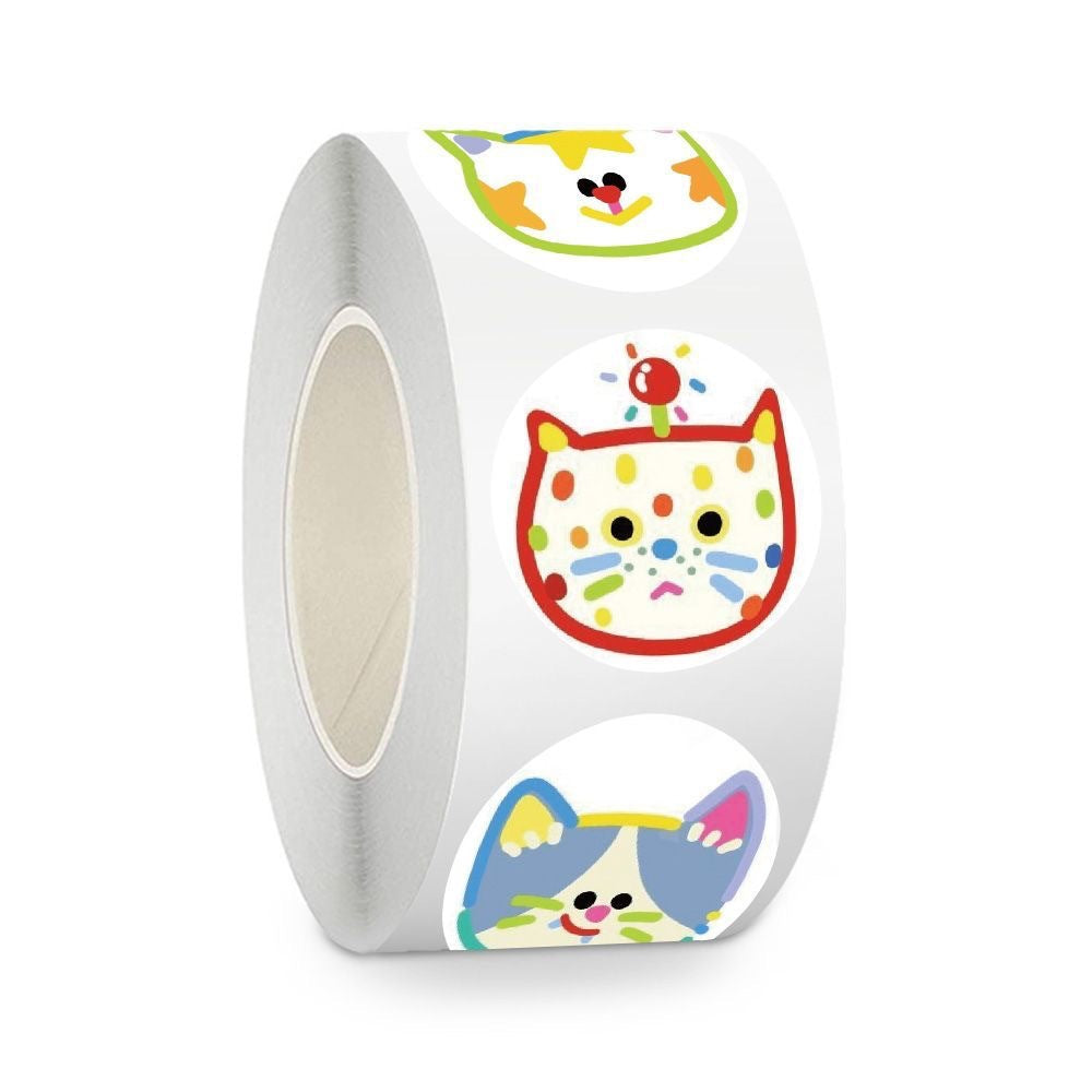 500 Stickers/Illustrated cat graffiti roll sticker, cute cartoon niche colorful cat decorative sticker
