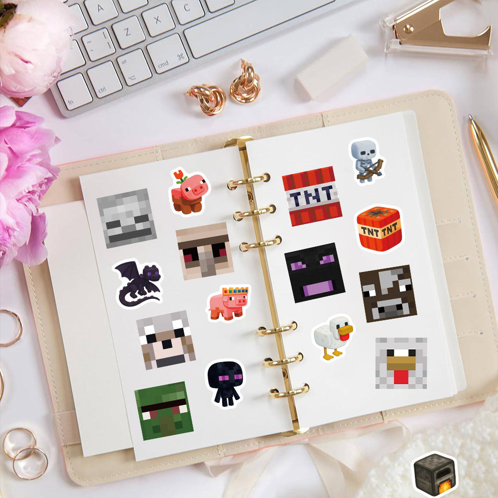 2000Stickers/4Roll Minecraft volume sticker DIY cartoon game planner stationery table decoration sealing sticker