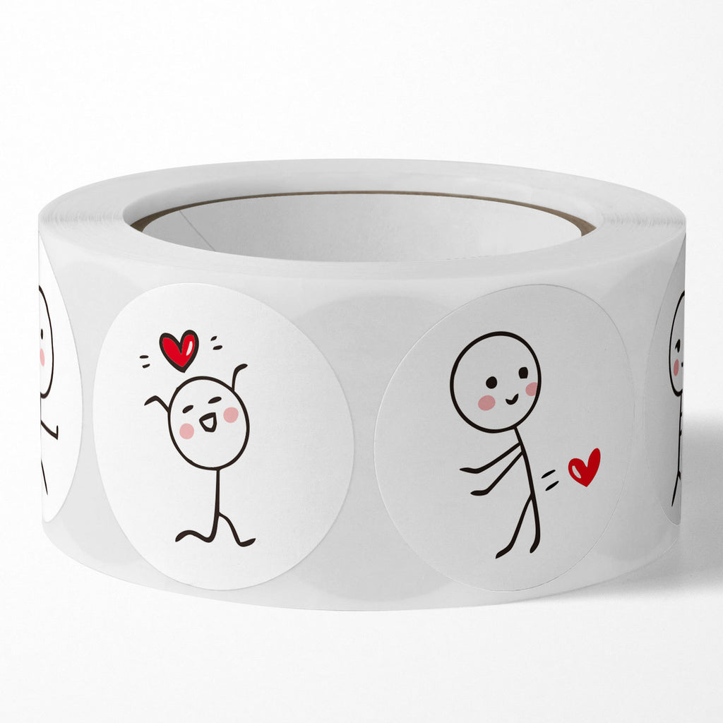 500 Stickers/Stickers of stick figures, cartoon style, cute and creative, round shape, children's stickers