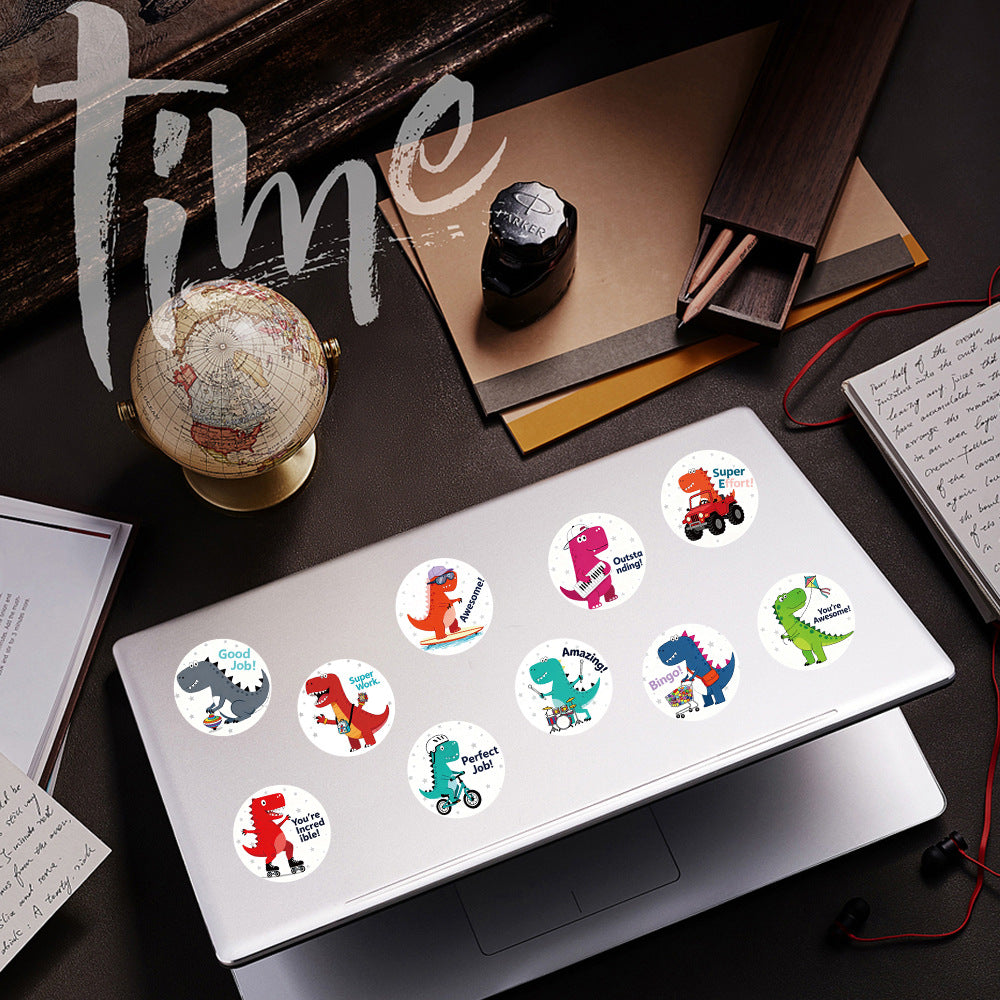 500 Stickers/roll cartoon dinosaur roll stickers DIY stationery water cup decorative stickers