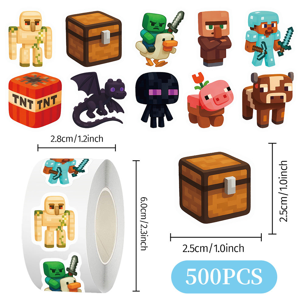 2000Stickers/4Roll Minecraft volume sticker DIY cartoon game planner stationery table decoration sealing sticker