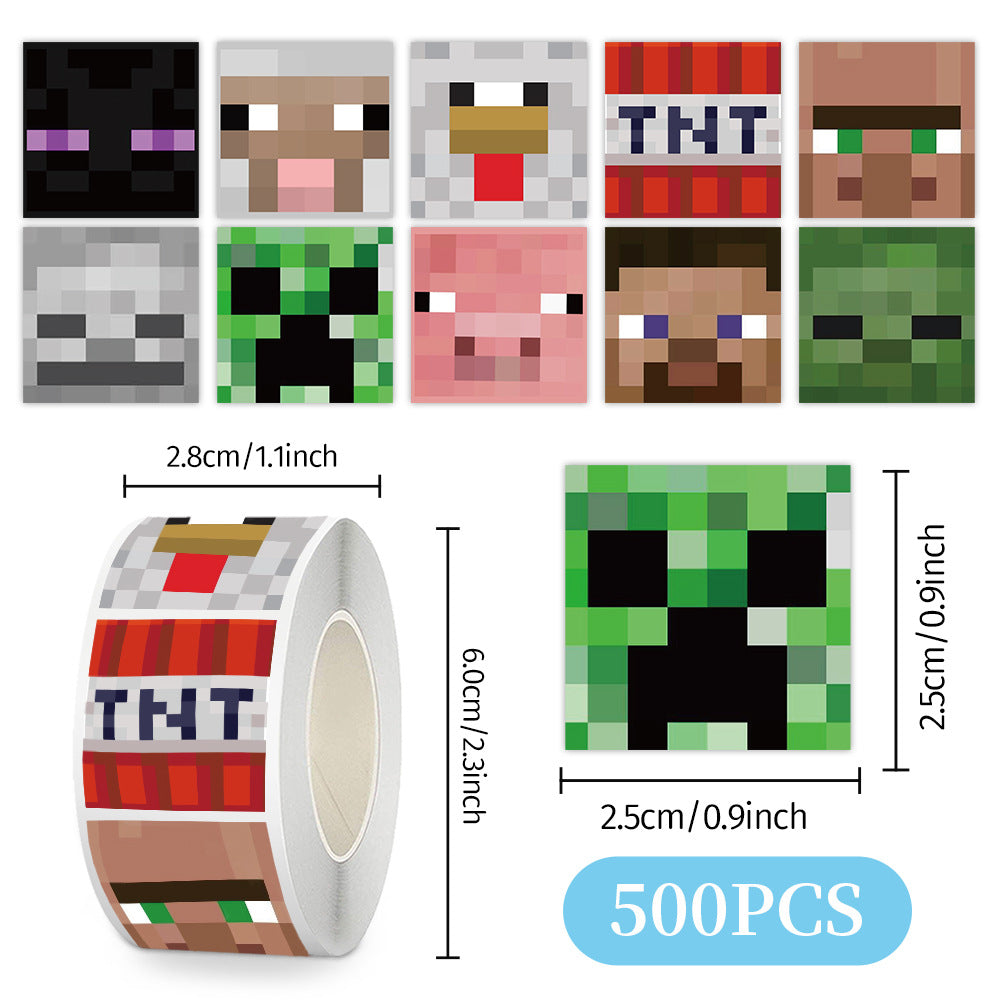 2000Stickers/4Roll Minecraft volume sticker DIY cartoon game planner stationery table decoration sealing sticker