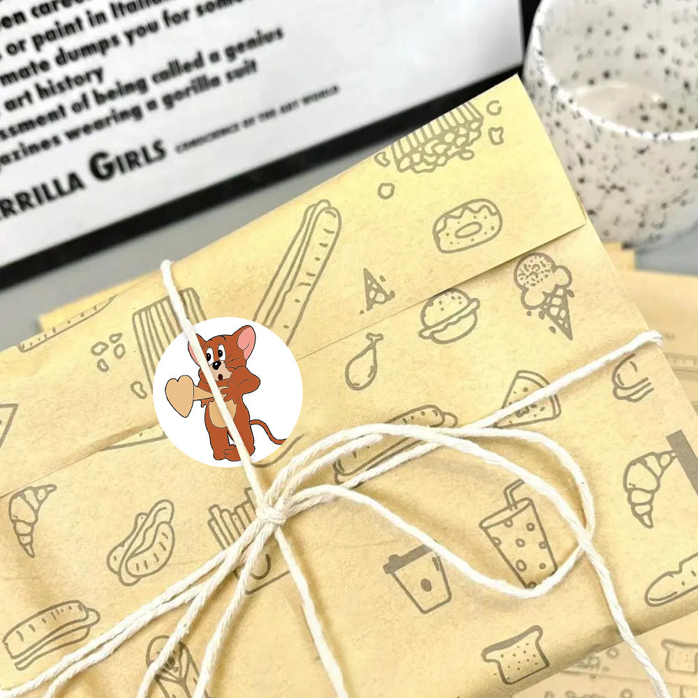 500 Stickers Mouse and Cat Roll Seal Stickers for Children's Stationery and Luggage Decorations
