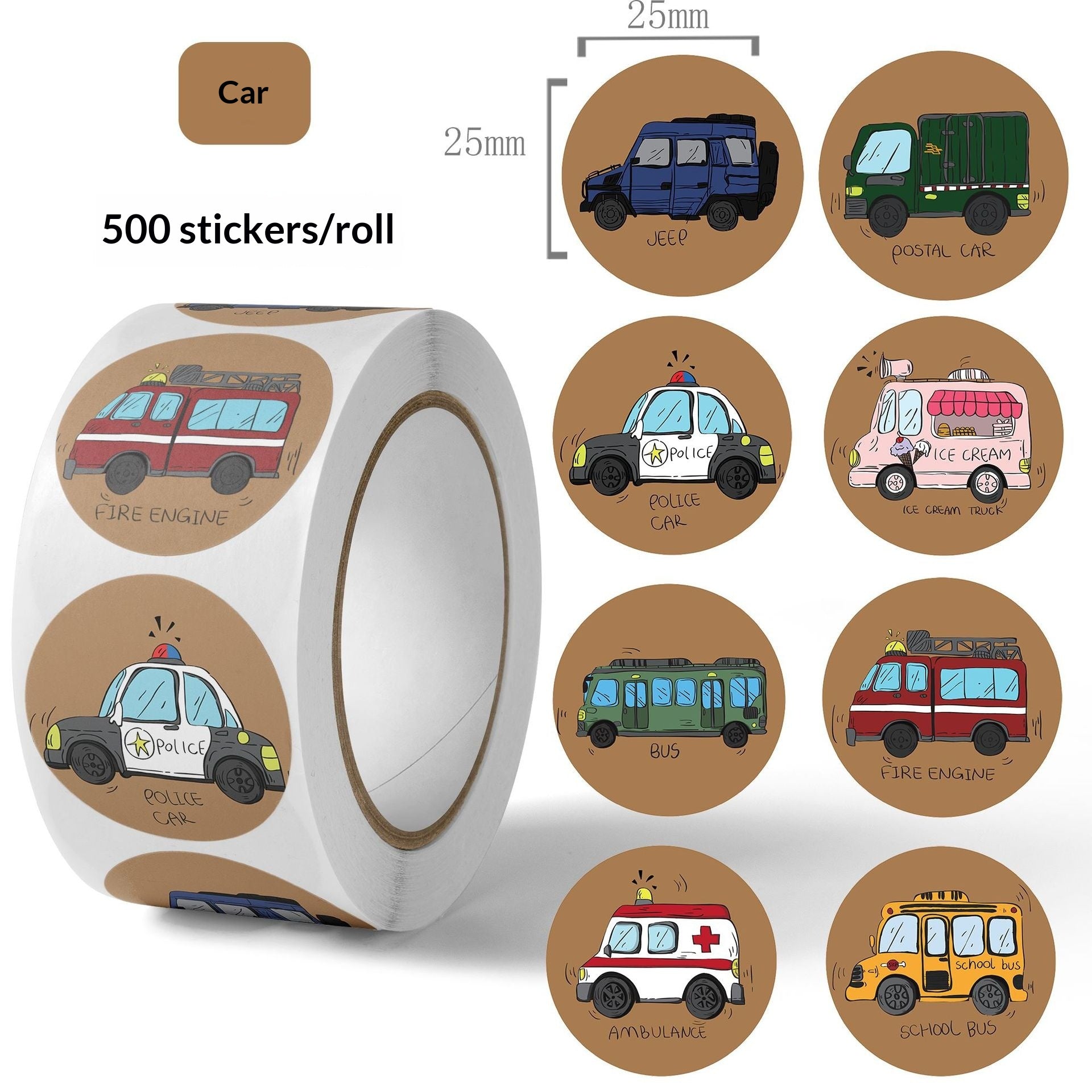 500 stickers/car transportation tool labels, children's cartoon reward, construction vehicles, excavators, forklifts, stickers
