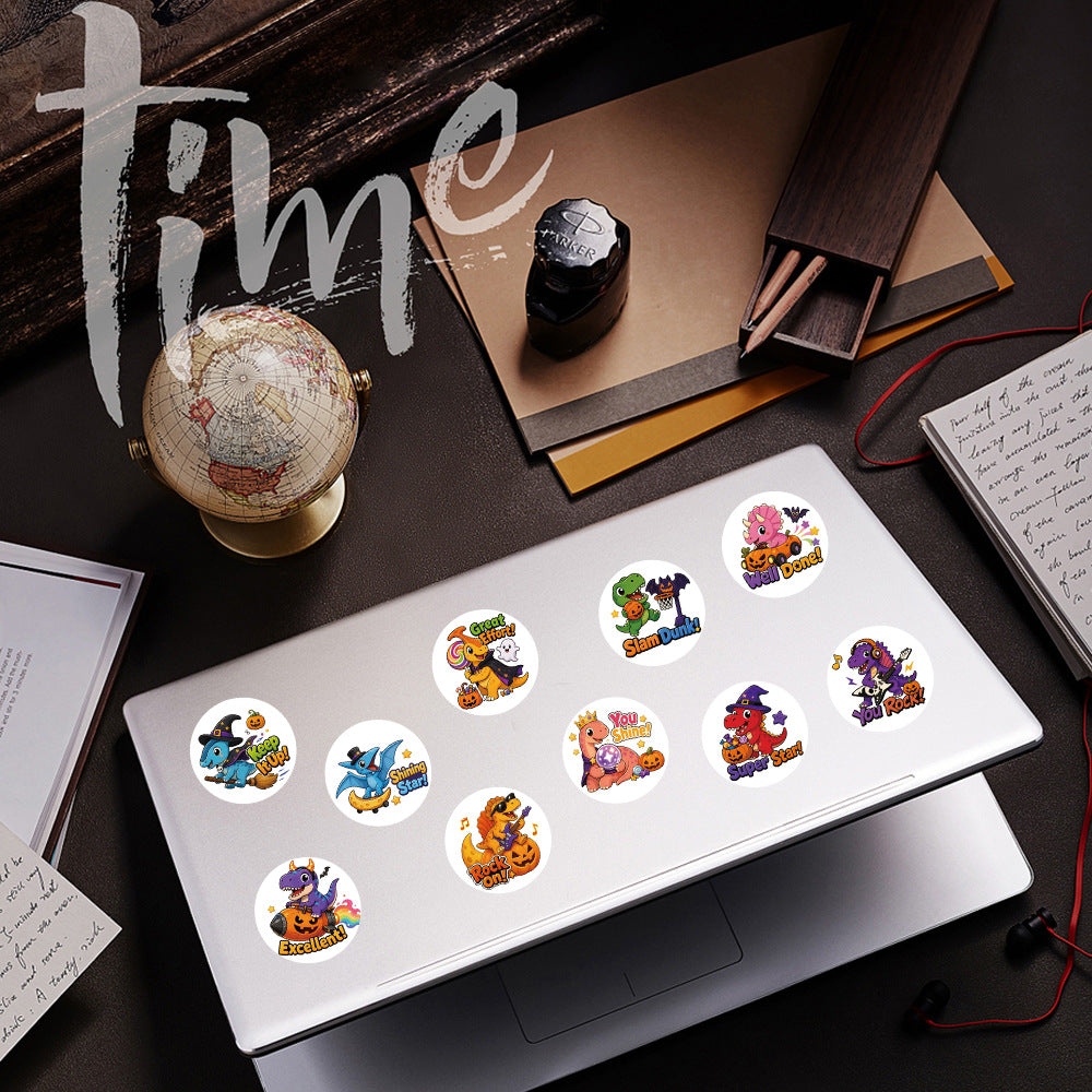 500 Stickers/roll Halloween dinosaur children's reward stickers DIY luggage decoration stickers