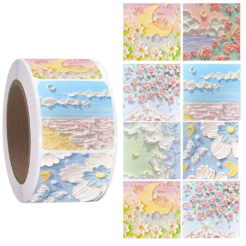 Oil painting landscape healing decorative phone case waterproof sticker