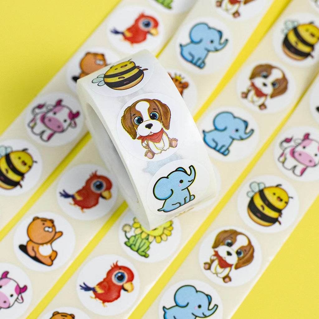 500 Stickers/cute cartoon animal stickers, children's reward labels, adhesive stickers