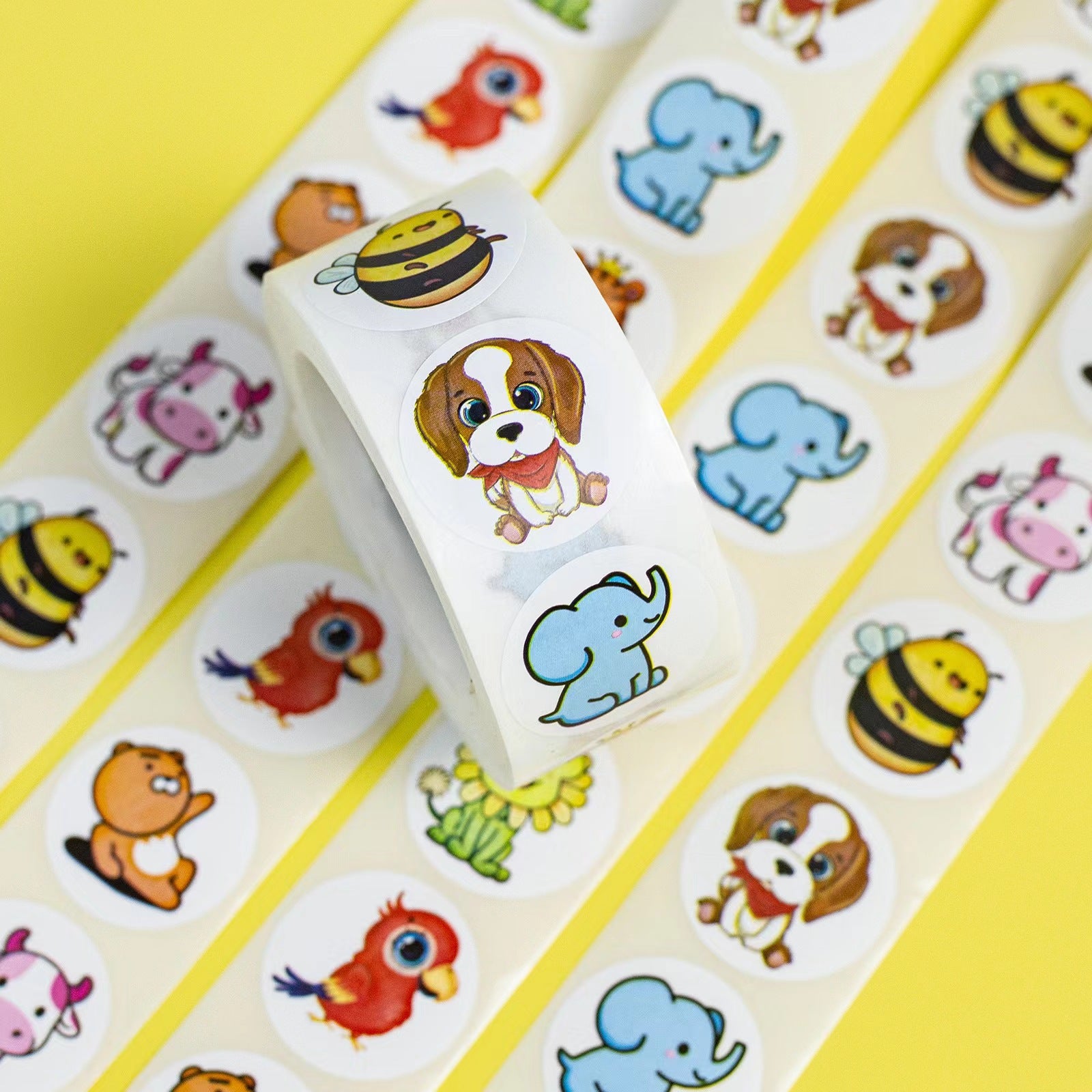 500 Stickers/cute cartoon animal stickers, children's reward labels, adhesive stickers