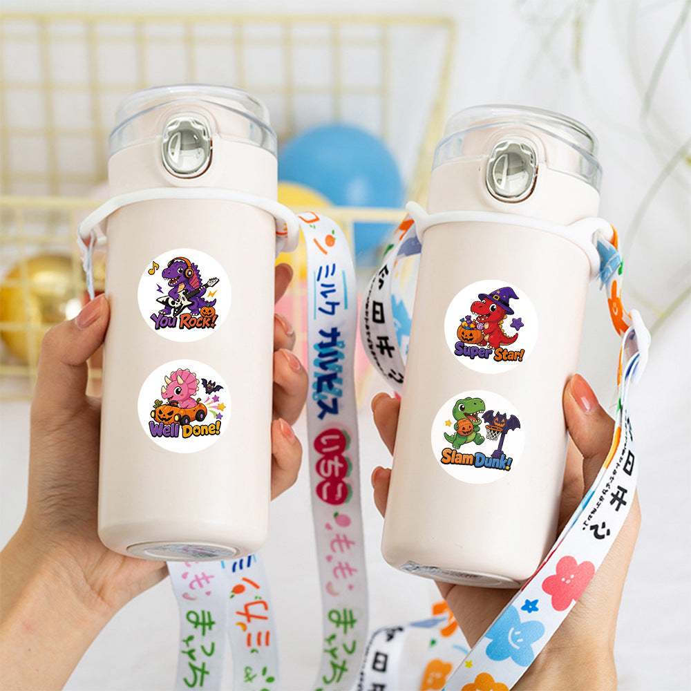 500 Stickers/roll Halloween dinosaur children's reward stickers DIY luggage decoration stickers