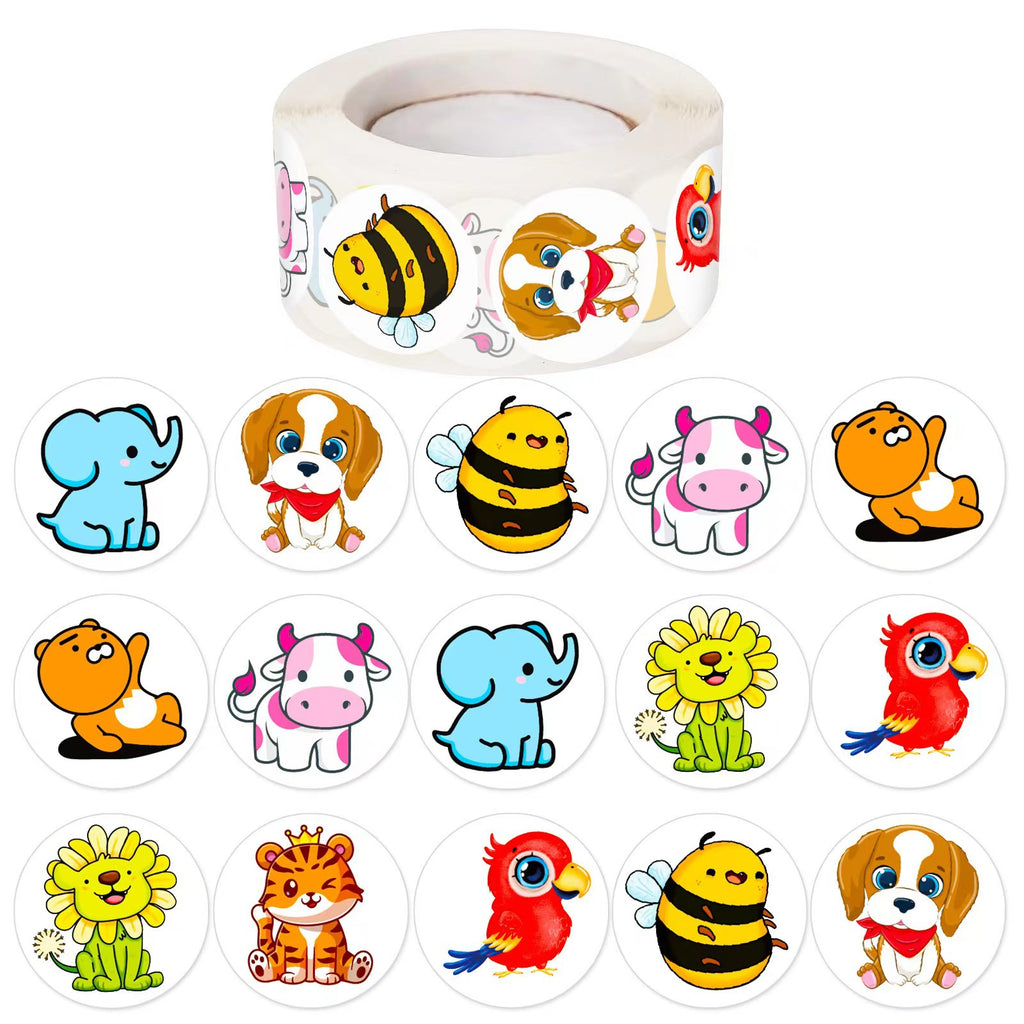 500 Stickers/cute cartoon animal stickers, children's reward labels, adhesive stickers