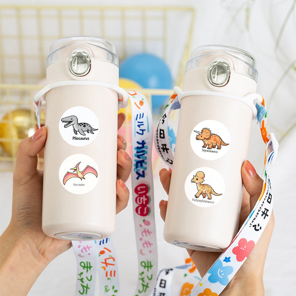 500 Stickers/Cartoon dinosaur roll-up stickers for DIY stationery and water cup decoration