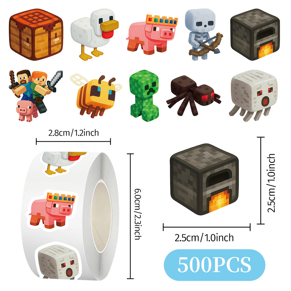 2000Stickers/4Roll Minecraft volume sticker DIY cartoon game planner stationery table decoration sealing sticker