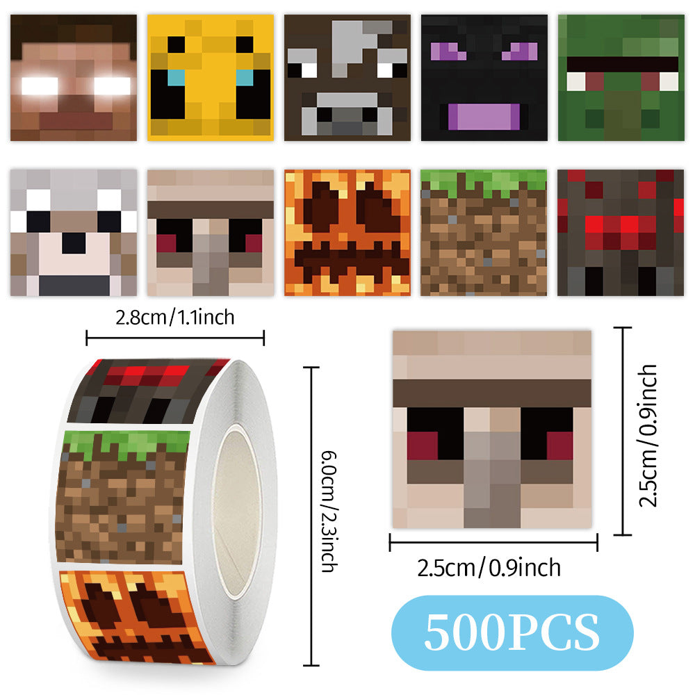 2000Stickers/4Roll Minecraft volume sticker DIY cartoon game planner stationery table decoration sealing sticker