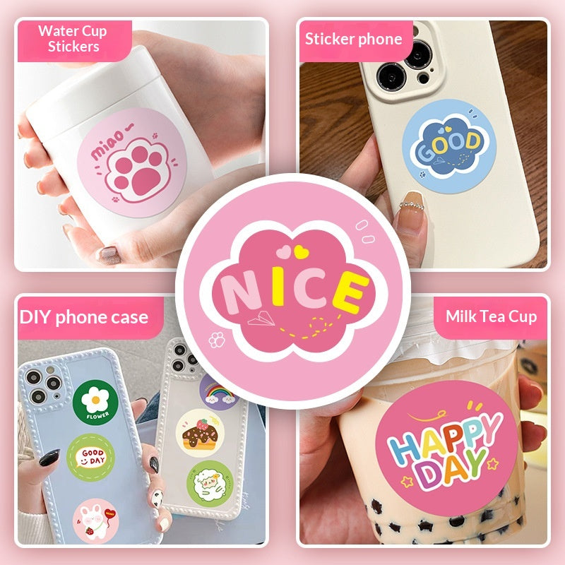 500 pieces/roll of cute cartoon stickers, round sealing stickers, suitable for children's gift packaging and decoration, as well as sealing purposes