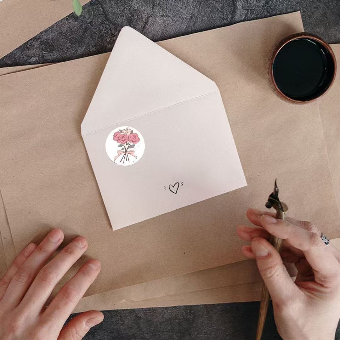 500 stickers/vintage romantic rose, sealing sticker, small round sealing, stationery sticker