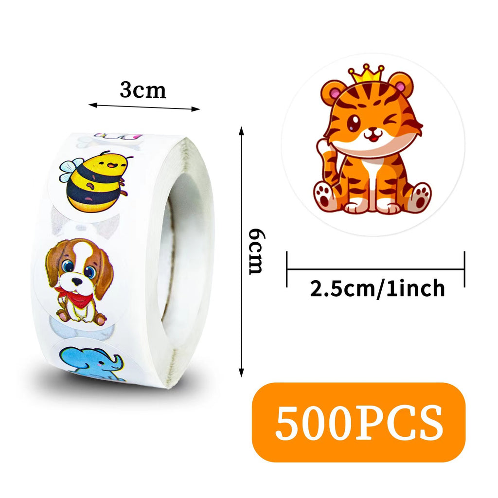 500 Stickers/cute cartoon animal stickers, children's reward labels, adhesive stickers