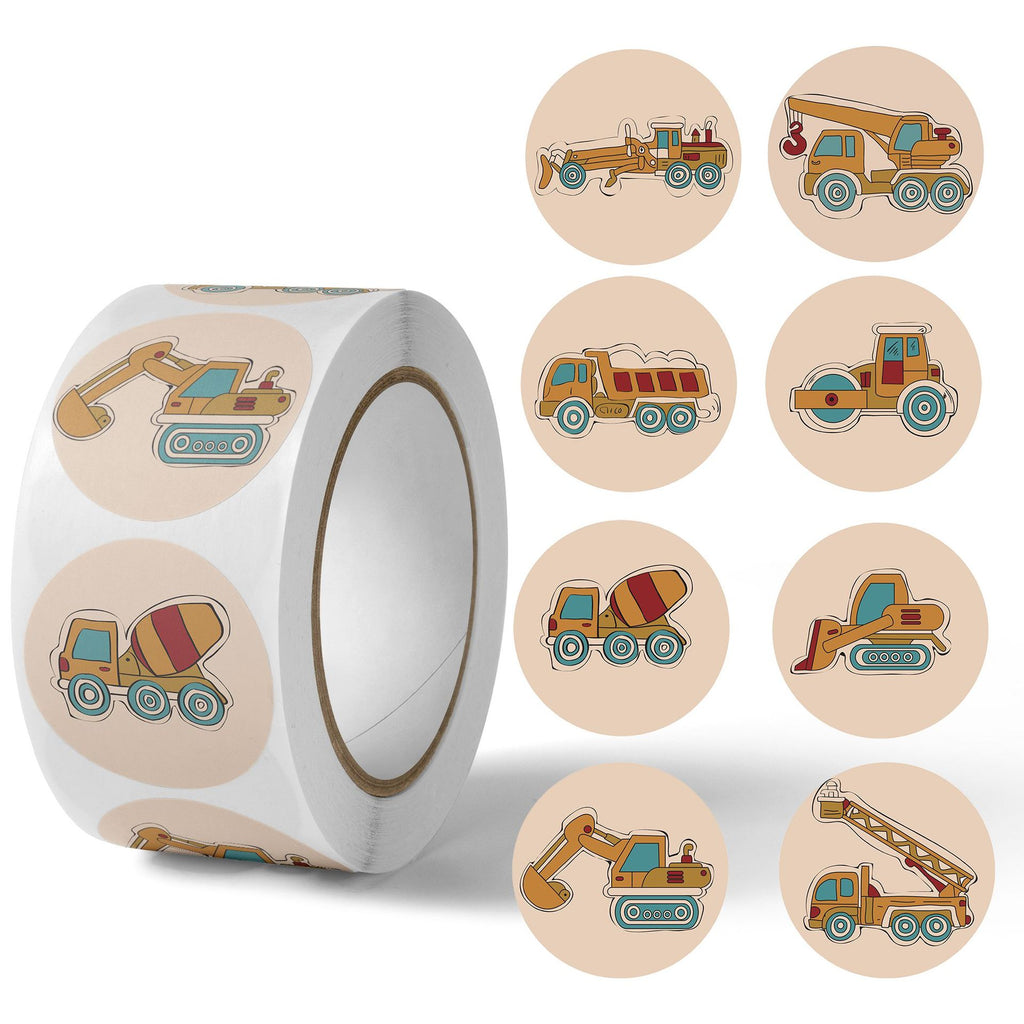 500 stickers/car transportation tool labels, children's cartoon reward, construction vehicles, excavators, forklifts, stickers