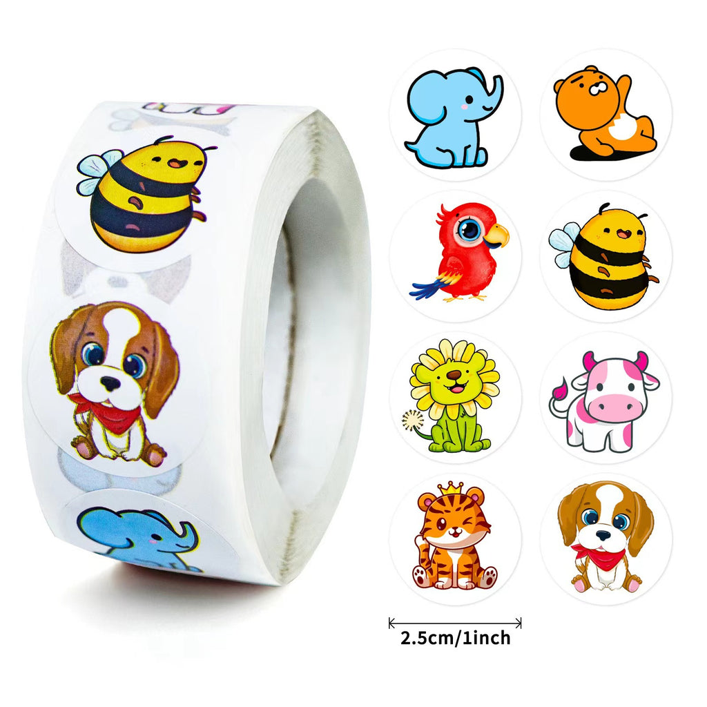 500 Stickers/cute cartoon animal stickers, children's reward labels, adhesive stickers