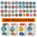 2000 Stickers/4 Roll PAW Patrol Roll-up Reward Stickers for Children, DIY Planner Tape, Stationery, Desktop Decorations